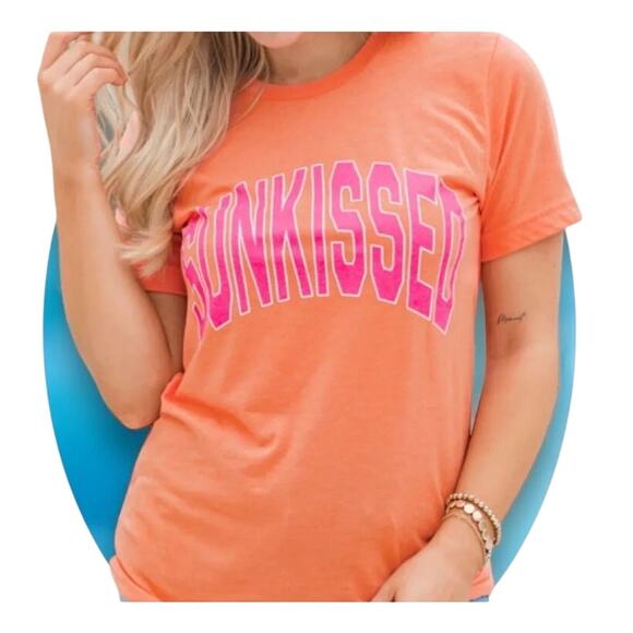 Pink Lily SUNKISSED Graphic Tee Orange and Pink Size 3X - Picture 2 of 2